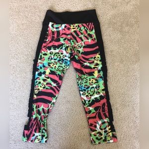 Leopard print cutout yoga capris